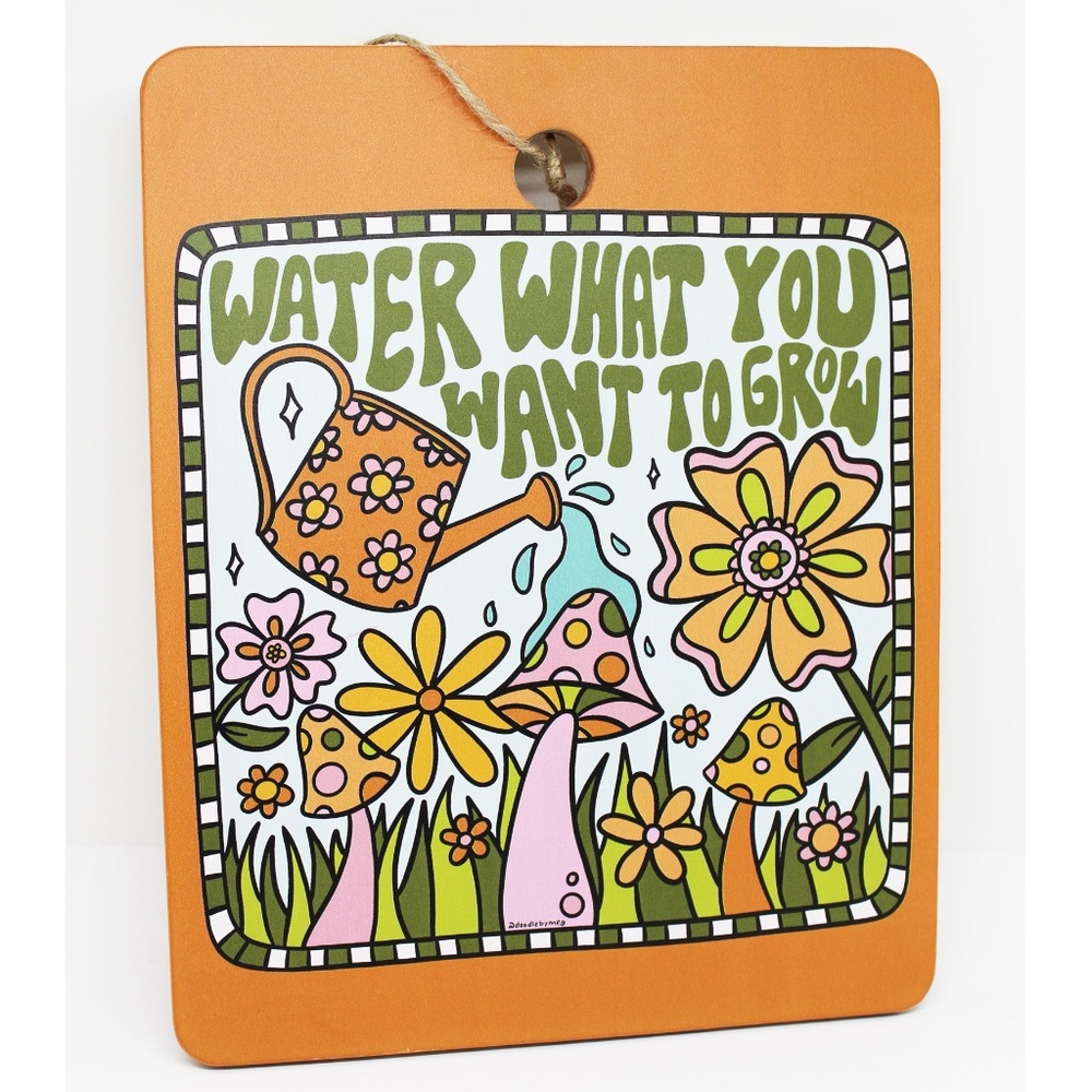 NWT "Water What You Want to Grow" Bamboo Cutting Board